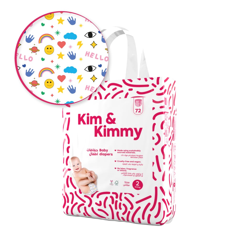 Kim & Kimmy - Size 2 Diapers, 4 - 8kg, Qty 72